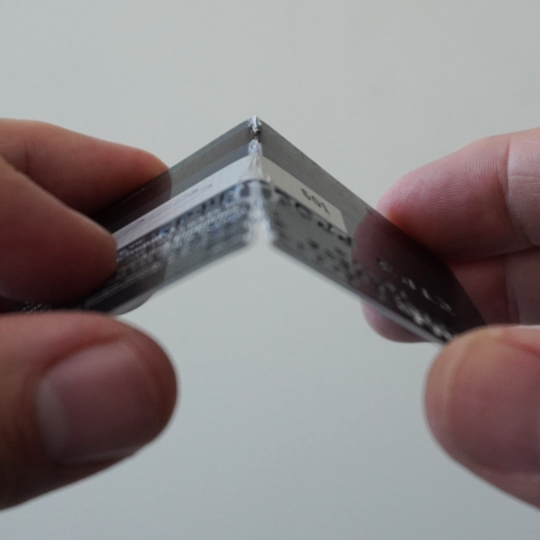 Credit card now ha a fracture in it after enough stress cycles.